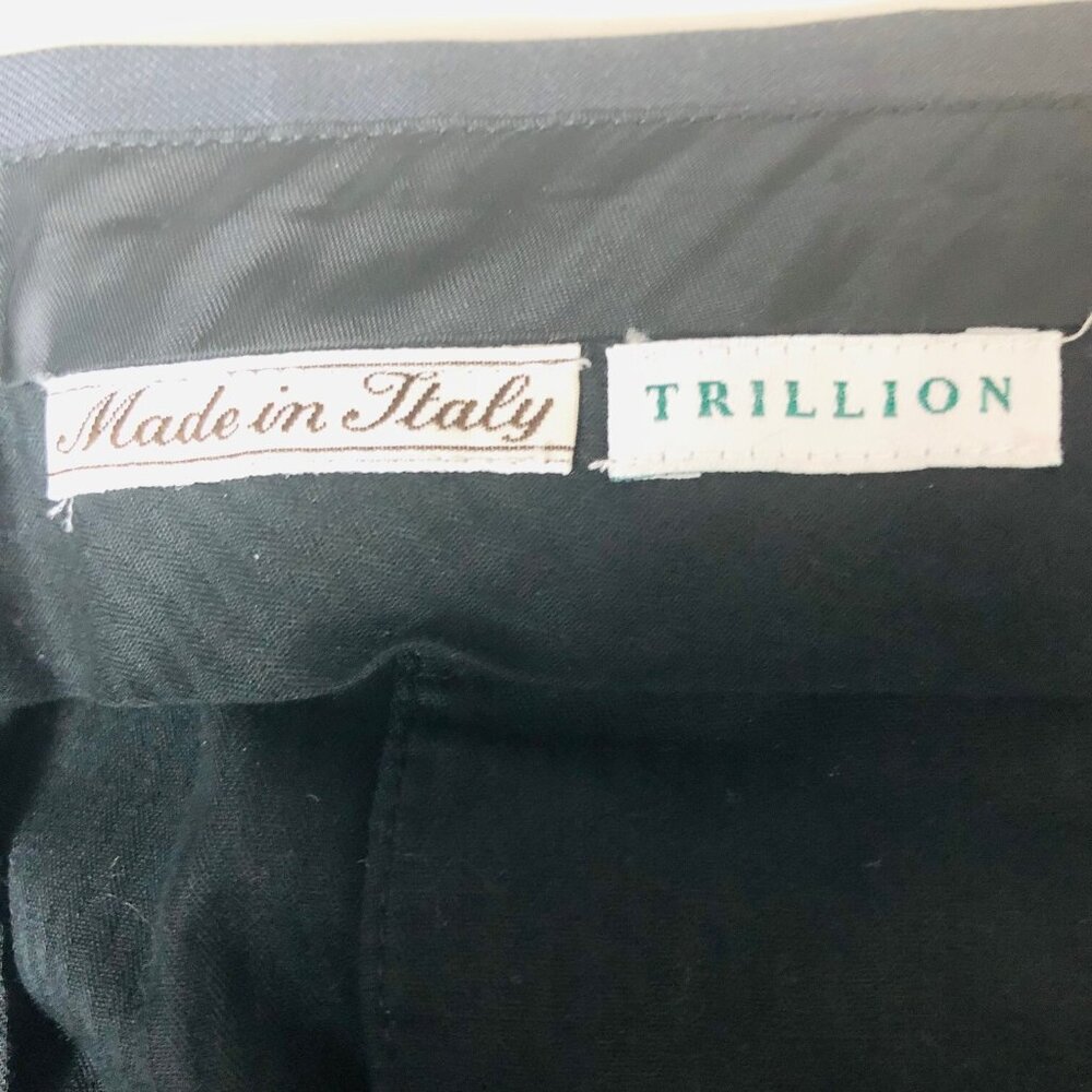 TRILLION Dark Gray Wool Dress Pants Men 34 x 28.5 Cuffs Flat Front Made In Italy - Picture 5 of 7